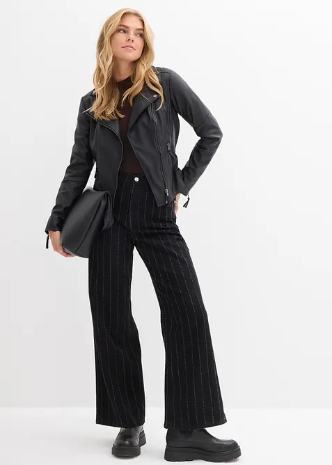 Wide Leg Jeans High Waist, med destroyed-effekter, bonprix