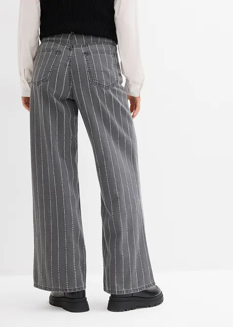 Wide Leg Jeans High Waist, med destroyed-effekter, bonprix