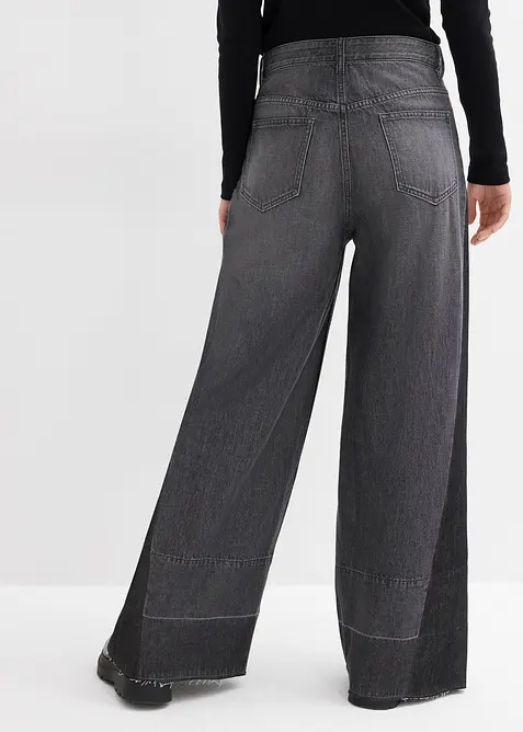 Wide Leg Jeans High Waist, med infällning, bonprix