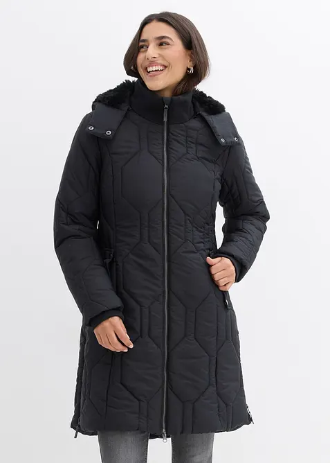 Kort kappa med diamantmönstrad kviltning och dragkedjor i sidan, bonprix