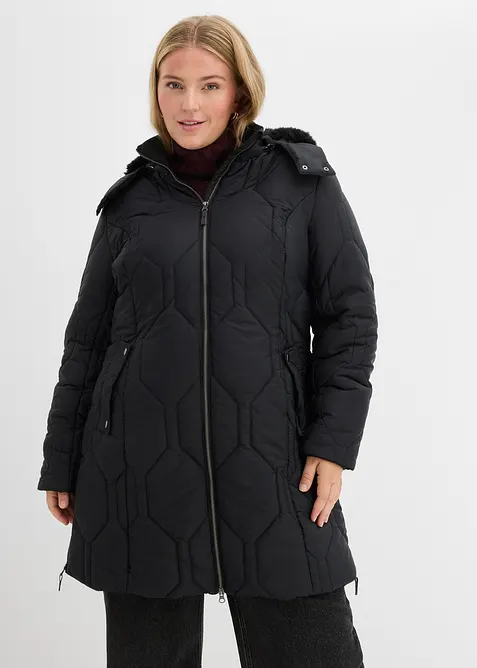 Kort kappa med diamantmönstrad kviltning och dragkedjor i sidan, bonprix