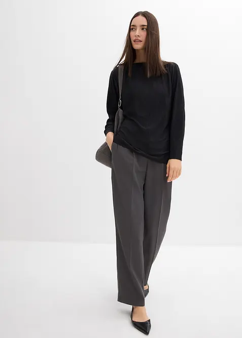 Långärmad topp med struktureffekter, bonprix