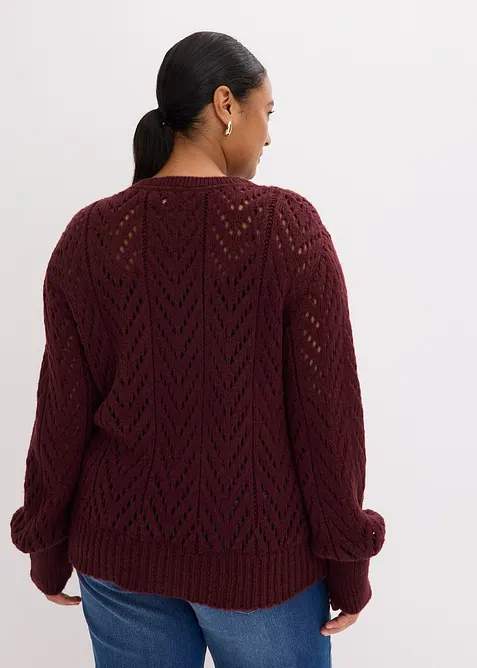 Fluffig tröja med hålmönster, bonprix