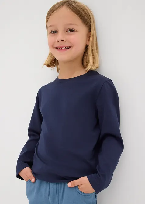 Långärmad tröja med ekologisk bomull för barn (3-pack), bonprix