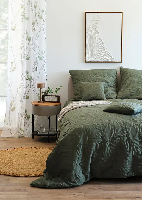 Sängöverkast med bladmönster, bonprix