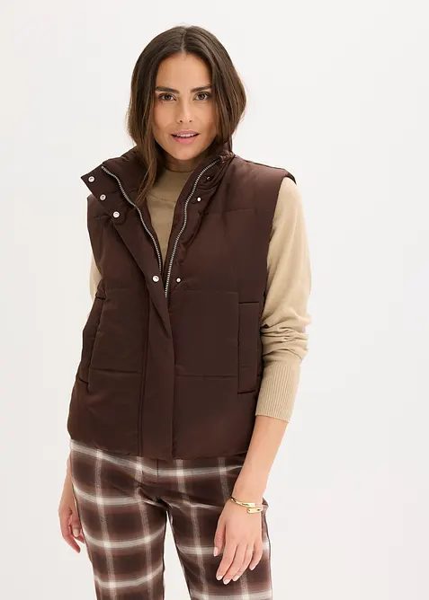 Quiltad väst med mjuk glans, bonprix