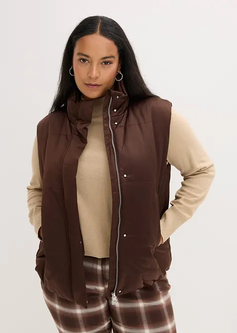 Quiltad väst med mjuk glans, bonprix