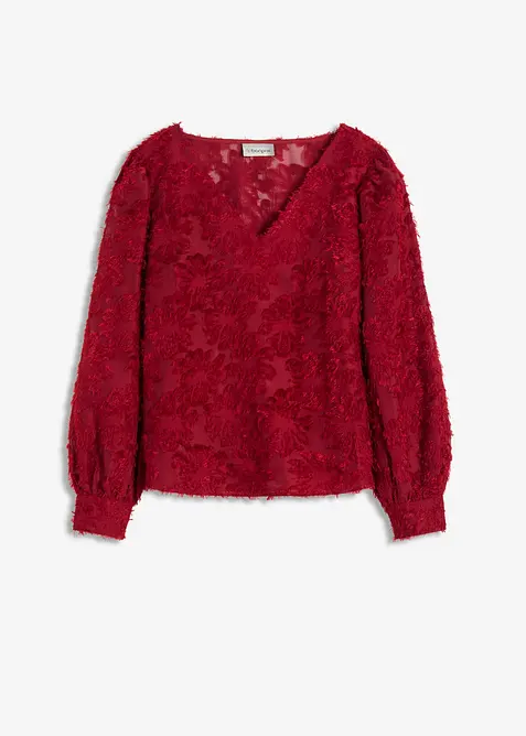 Blus med blommigt strukturmönster, bonprix
