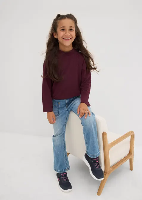 Långärmad topp av elastisk bomullsmix (2-pack), bonprix