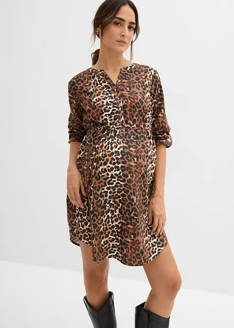 Mamma-/amningsblusklänning i böljande viskos, bonprix