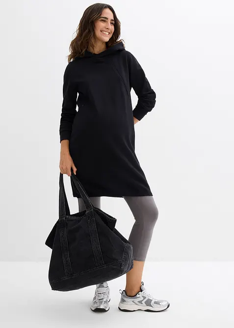Mammaklänning med amningsöppning, i sweatshirtmaterial av ekologisk bomull, bonprix
