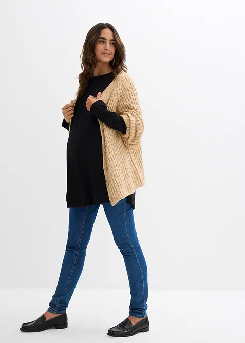 Lång mamma-/amningstopp i ekologisk bomull med sidslitsar, bonprix