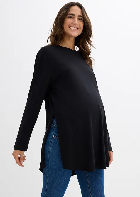 Lång mamma-/amningstopp i ekologisk bomull med sidslitsar, bonprix