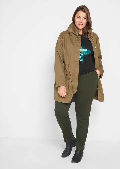 Kort bomullsparkas med st&aring;krage, figursydd, bonprix