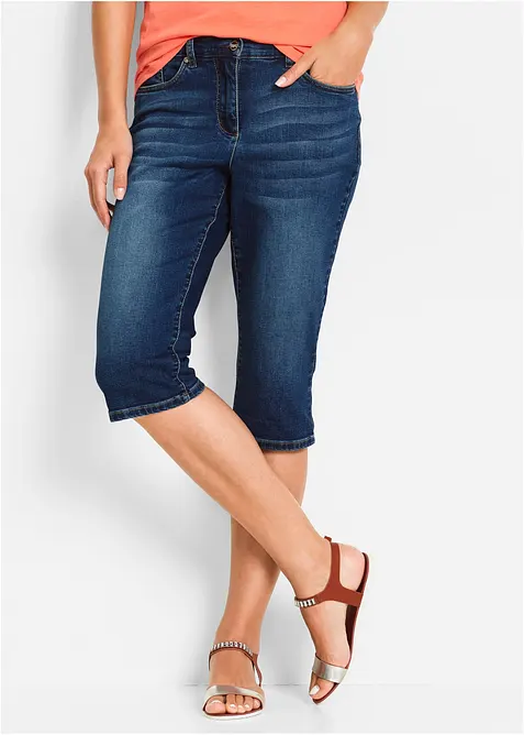 Jeansbermudas Mid Waist, med bekväm midja, bonprix