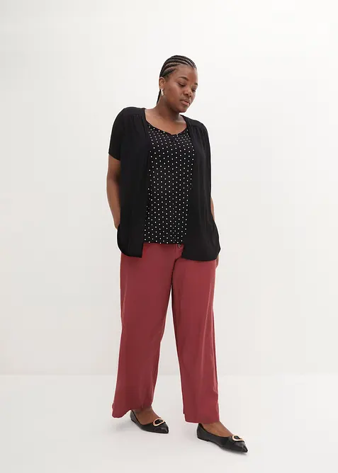 2-i-1-topp med V-ringning, kortärmad, bonprix