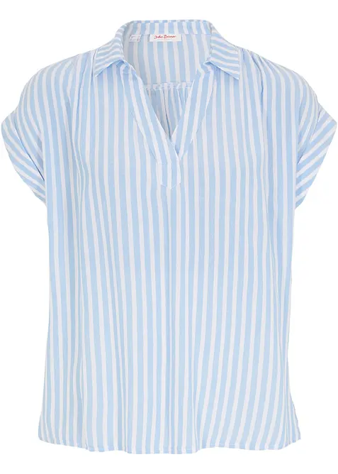 Kortärmad blus i följsam viskos, bonprix