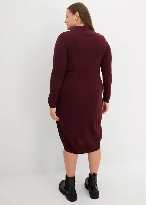 Stickad klänning med ståkrage, bonprix