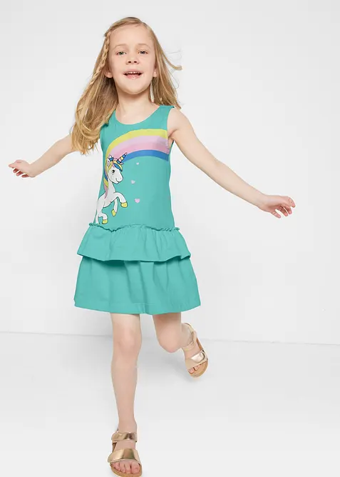 Söt barnklänning med enhörningstryck, bonprix