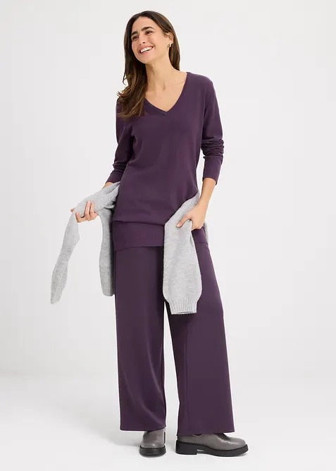 Lång baströja med V-ringning, bonprix