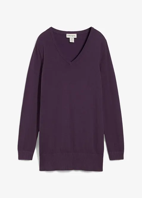 Lång baströja med V-ringning, bonprix