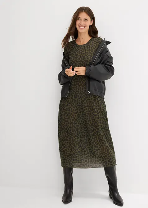 Trikåklänning i midilängd, bonprix