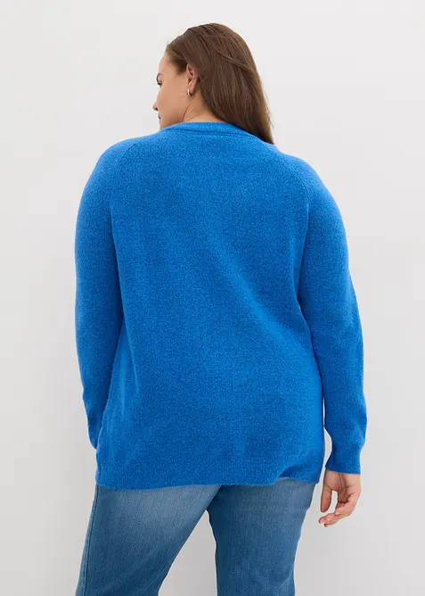 Stickad tröja med V-ringning, oversizemodell, bonprix