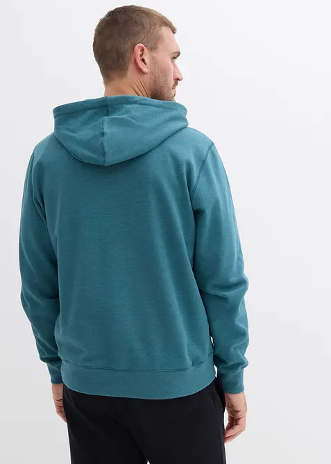 Sweatshirt med huva och mjukt ruggad insida samt detaljer i skinnimitation, bonprix