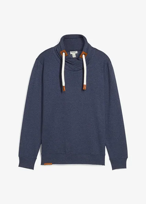 Sweatshirt med sjalkrage och detaljer av skinnimitation, bonprix