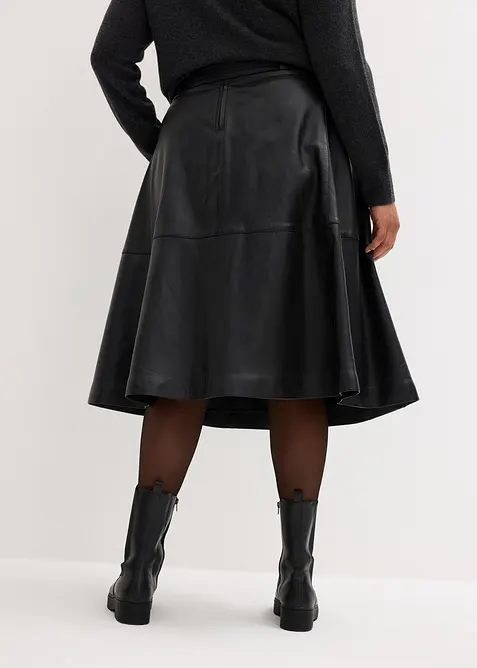 Skinnkjol i lammnappa med sk&auml;rp (2 delar), bonprix