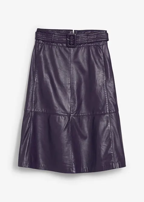 Skinnkjol i lammnappa med skärp (2 delar), bonprix