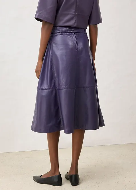 Skinnkjol i lammnappa med skärp (2 delar), bonprix