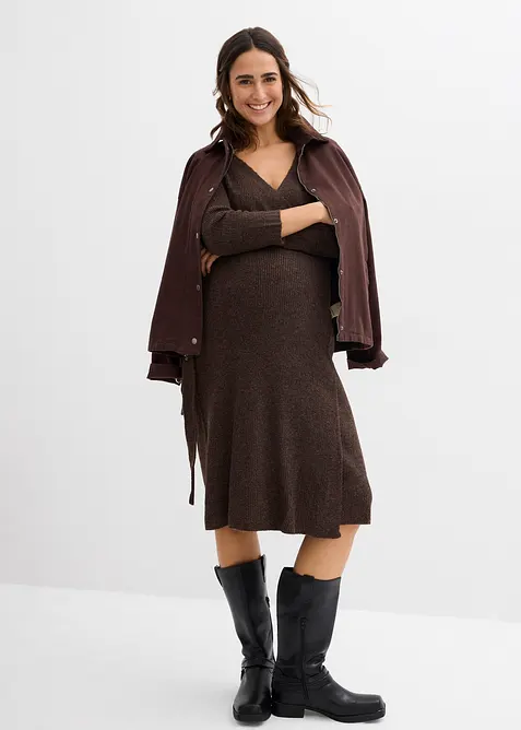 Extra mjuk stickad mamma-/amningsklänning med 3/4-ärm, bonprix