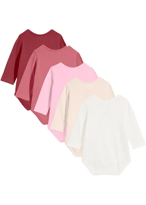 Långärmad body för bebisar, med ekologisk bomull (5-pack), bonprix