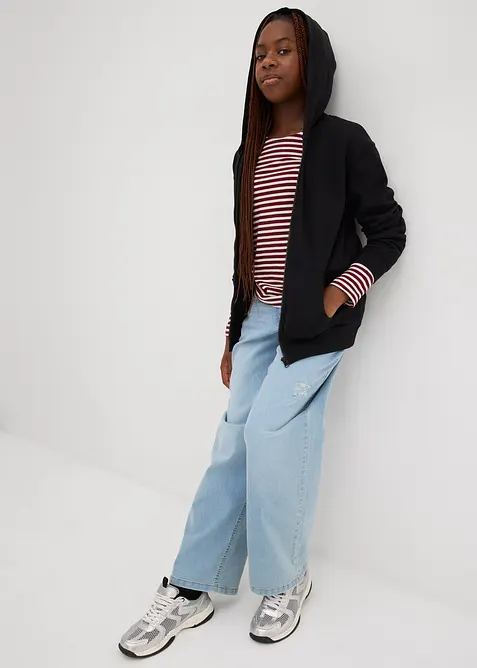 Munkjacka med luva av mjuk ekologisk bomull, bonprix