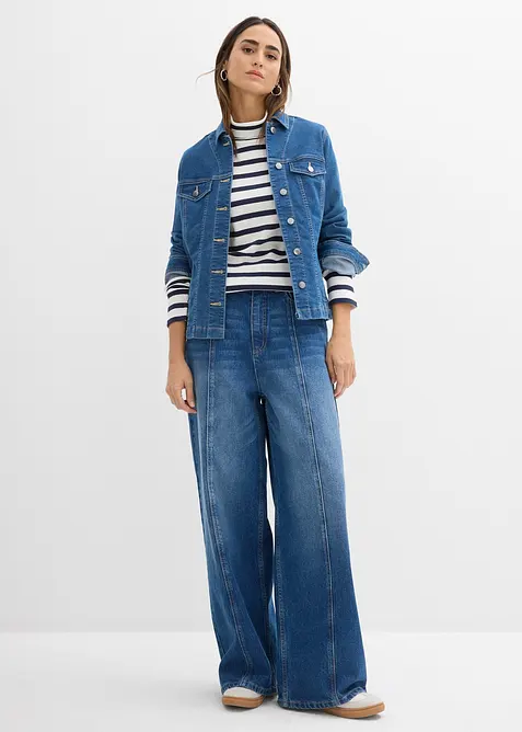 Ribbstickad topp av ren bomull, bonprix