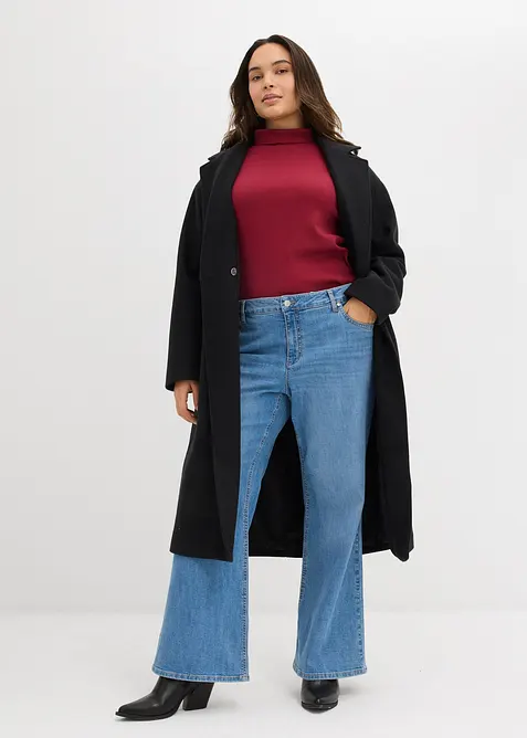 Ribbstickad topp av ren bomull, bonprix