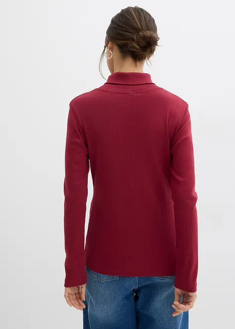 Ribbstickad topp av ren bomull, bonprix