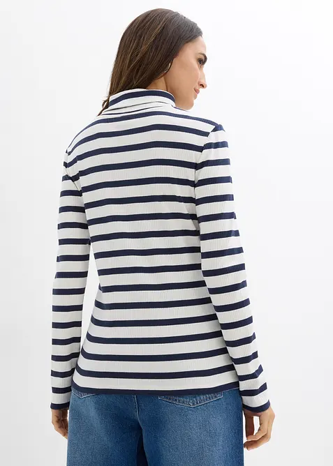 Ribbstickad topp av ren bomull, bonprix