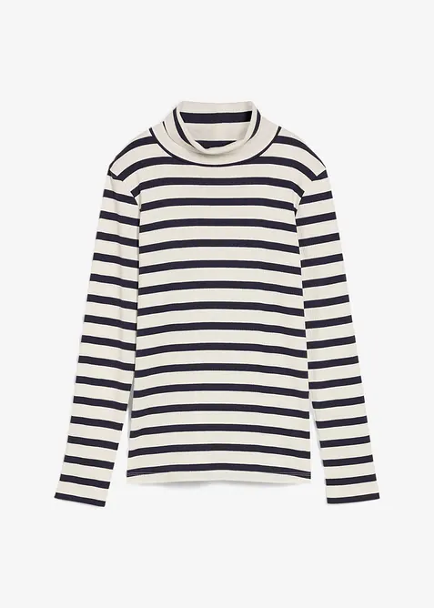 Ribbstickad topp av ren bomull, bonprix