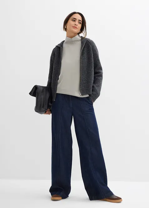 Sweatshirt med ståkrage i stabil trikå, bonprix