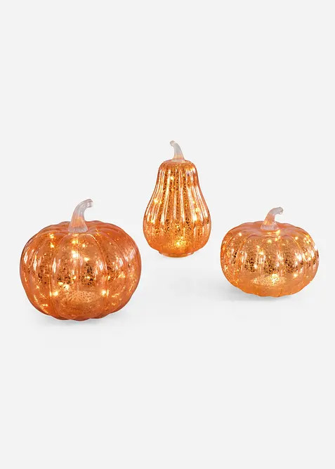Prydnadsfigur pumpor med LED-belysning (3-delat set), bonprix