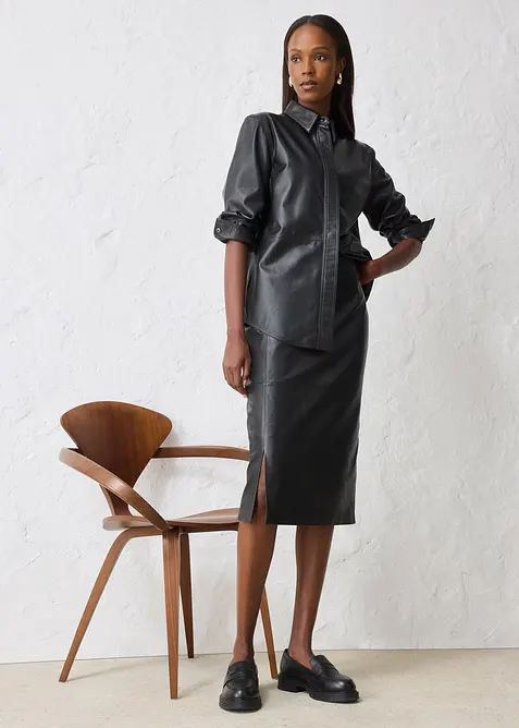 Skinnskjorta i lammnappa, bonprix