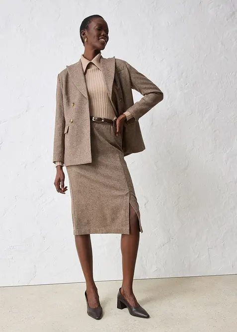 Pennkjol i ylleblandning, bonprix