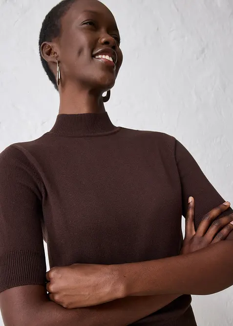 Polotröja av mjuk yllemix, bonprix