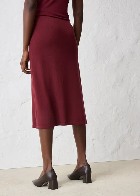 Stickad kjol av mjuk yllemix, bonprix