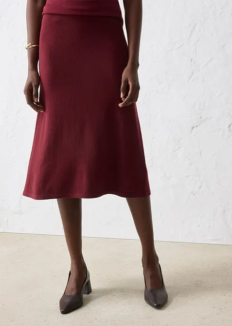 Stickad kjol av mjuk yllemix, bonprix