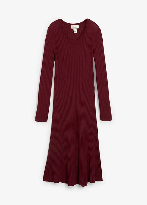 Stickad klänning i merinoull, bonprix