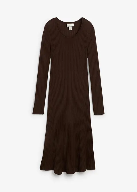 Stickad klänning i merinoull, bonprix