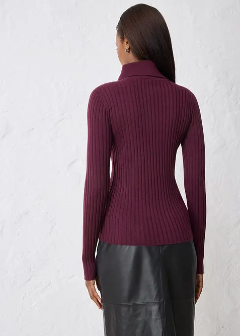 Ribbad tr&ouml;ja i merinoull, bonprix